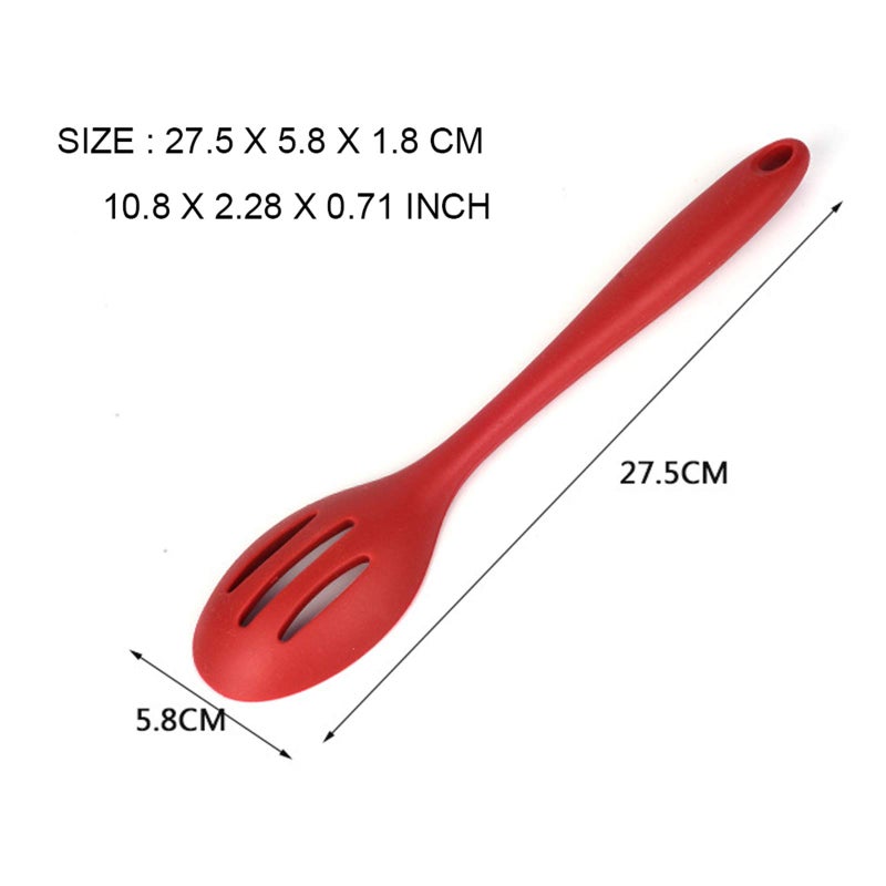 W WBLD Silicone Nonstick Slotted Spoons Set 2,High Heat Resistant, Hygienic Design Cooking Baking Spoons Set for Cooking Stirring, Mixing and Serving,Red and Black with Color Box - Image 2
